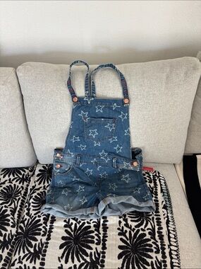 Cat & Jack Denim Star-Print Short Overalls - Blue